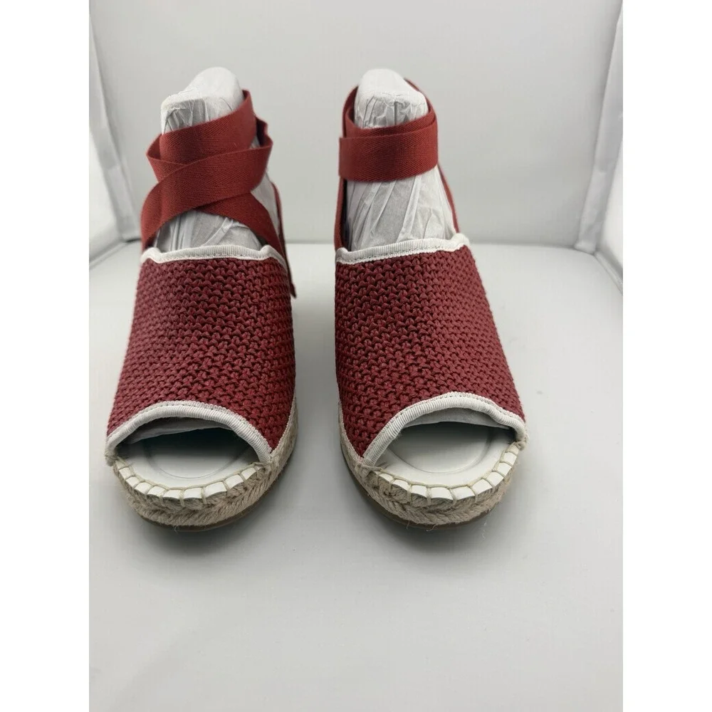 Pretty Franco Sarto size 10 red Sierra red ankle tie wedge sandals women NIB